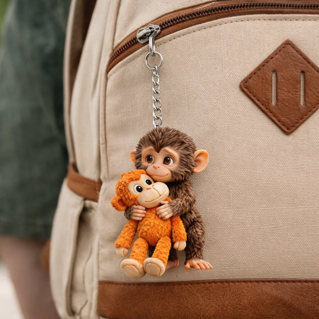 🐵Viral Punch Monkey Keychain 💕- Emotional Gift for Animal Lovers, Family, Friends, Loved Ones🎁