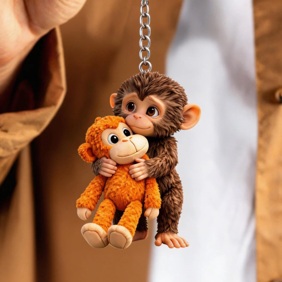 🐵Viral Punch Monkey Keychain 💕- Emotional Gift for Animal Lovers, Family, Friends, Loved Ones🎁