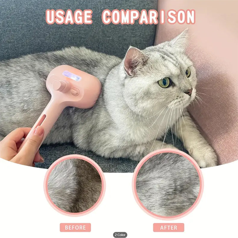 🐕‍🦺🐕‍🦺Natravor™ 3-in-1 Pet Steam Brush for Dogs, Cats  - Rechargeable Deshedding Comb with Stainless Steel Bristles🎉
