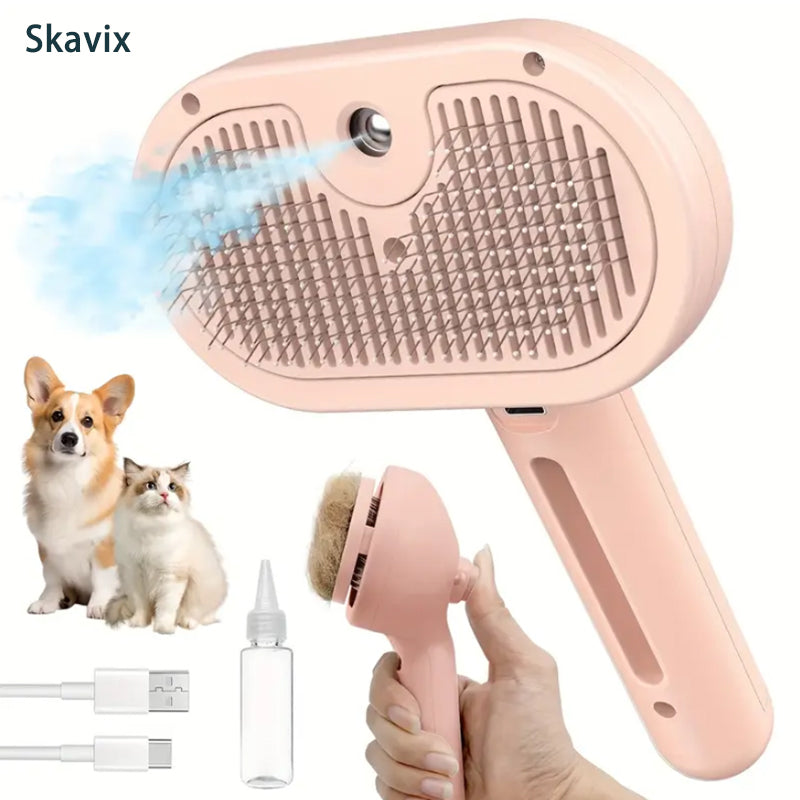 🐕‍🦺🐕‍🦺Natravor™ 3-in-1 Pet Steam Brush for Dogs, Cats  - Rechargeable Deshedding Comb with Stainless Steel Bristles🎉