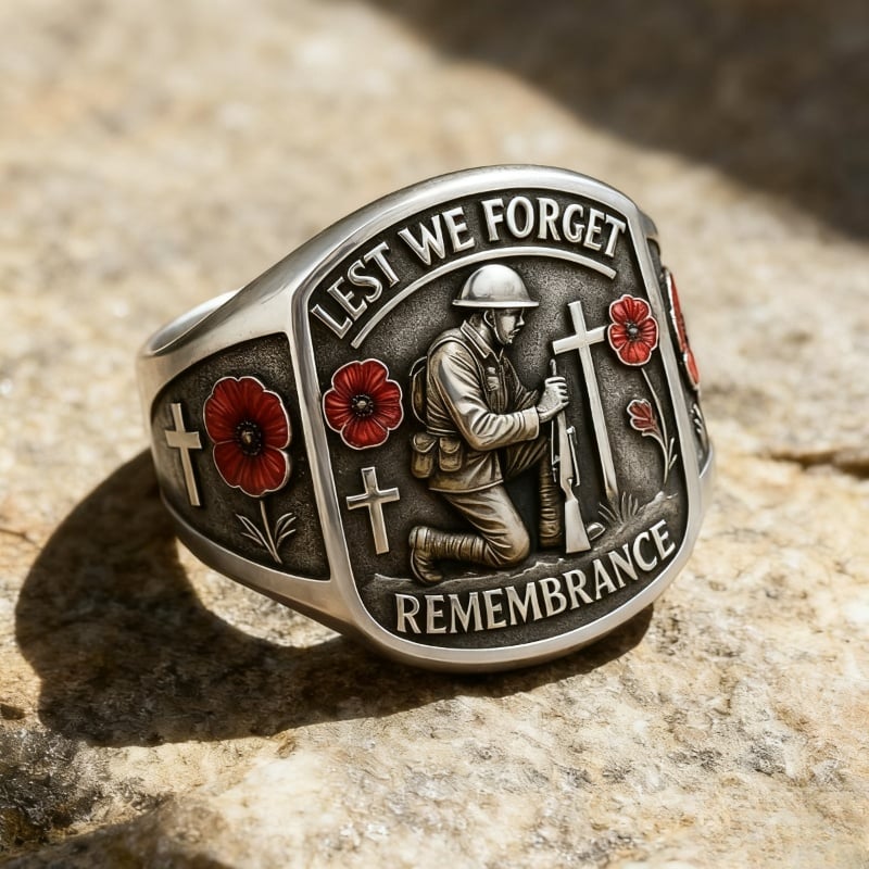 🔥Last Day 60% OFF🌹 2026 Remembrance Soldier Ring💍Lest We Forget — Honoring the Fallen