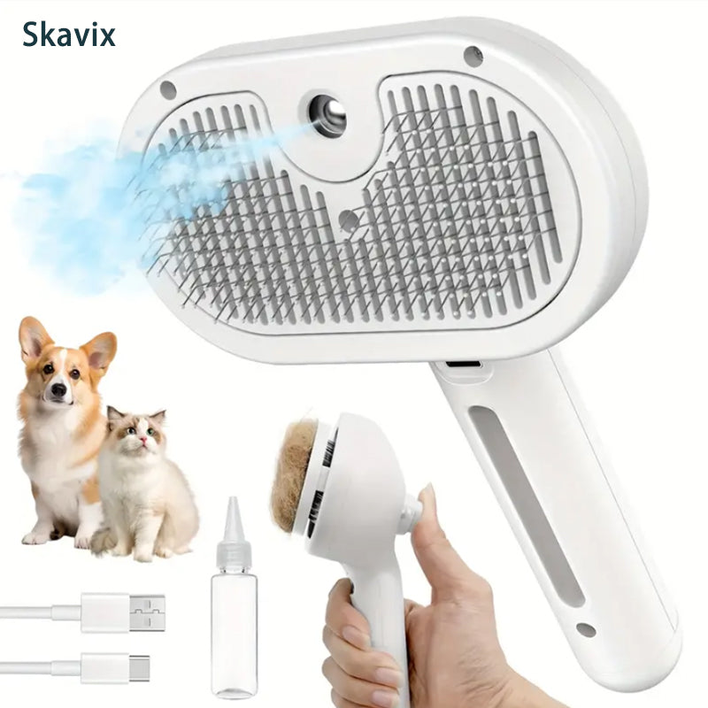 🐕‍🦺🐕‍🦺Natravor™ 3-in-1 Pet Steam Brush for Dogs, Cats  - Rechargeable Deshedding Comb with Stainless Steel Bristles🎉