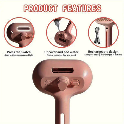 🐕‍🦺🐕‍🦺Natravor™ 3-in-1 Pet Steam Brush for Dogs, Cats  - Rechargeable Deshedding Comb with Stainless Steel Bristles🎉