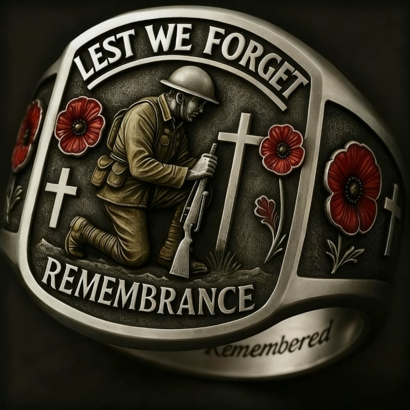 🔥Last Day 60% OFF🌹 2026 Remembrance Soldier Ring💍Lest We Forget — Honoring the Fallen