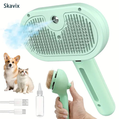 🐕‍🦺🐕‍🦺Natravor™ 3-in-1 Pet Steam Brush for Dogs, Cats  - Rechargeable Deshedding Comb with Stainless Steel Bristles🎉