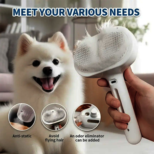 🐕‍🦺🐕‍🦺Natravor™ 3-in-1 Pet Steam Brush for Dogs, Cats  - Rechargeable Deshedding Comb with Stainless Steel Bristles🎉