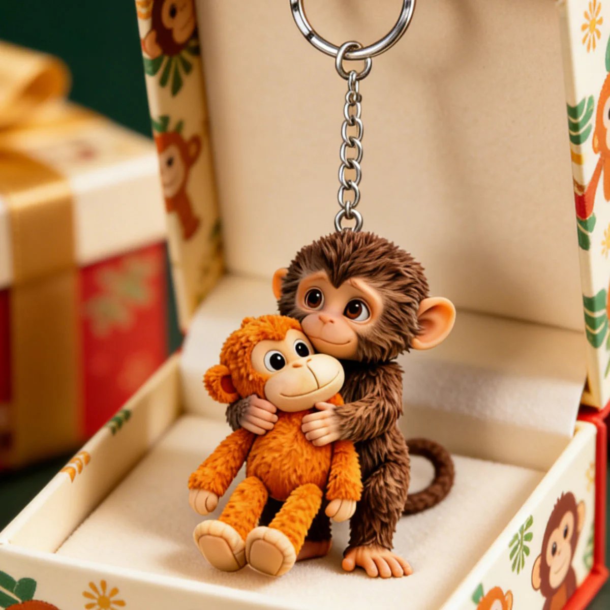 🐵Viral Punch Monkey Keychain 💕- Emotional Gift for Animal Lovers, Family, Friends, Loved Ones🎁